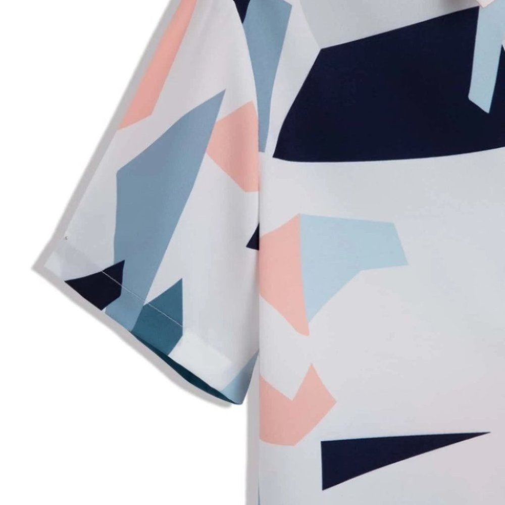 White Casual Men's Geometric Print Shirt - Picture 5 of 6